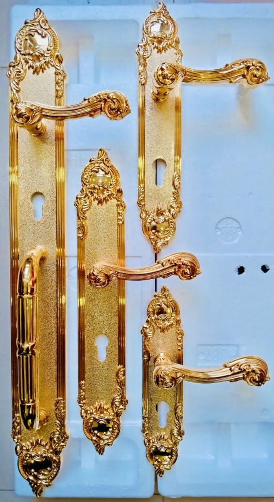 Khoá cửa bằng đồng, Khoá tay gạt đại sảnh 60cm mạ vàng 24k-6161 | Khang Phát